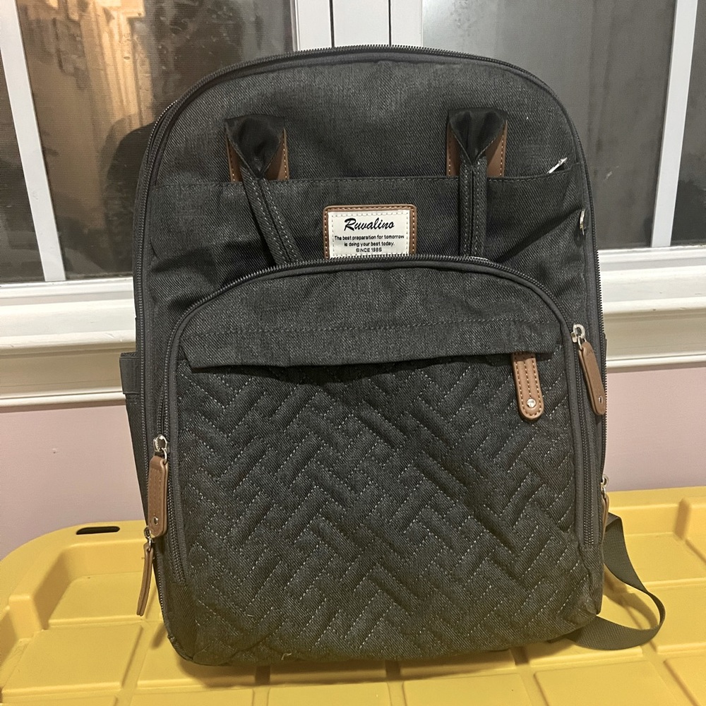 Diaper Bag Backpack, RUVALINO Neutral All-in-One, Dark Gray